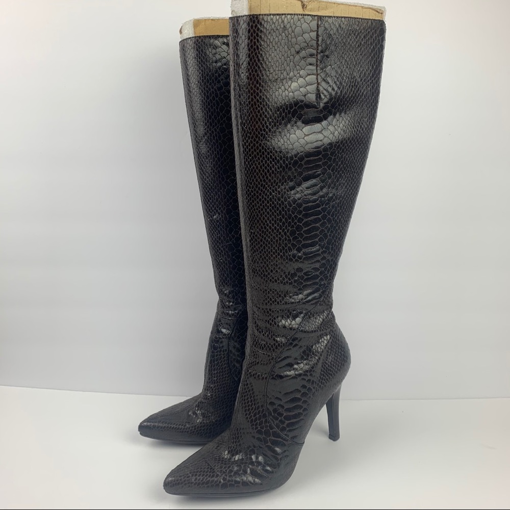NINE WEST Snake Print Leather High Boots